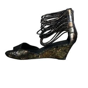 Kelsi Dagger Metallic Copper Ryton Peep Toe Sandals w Strappy Ankle Cuffs sz 7